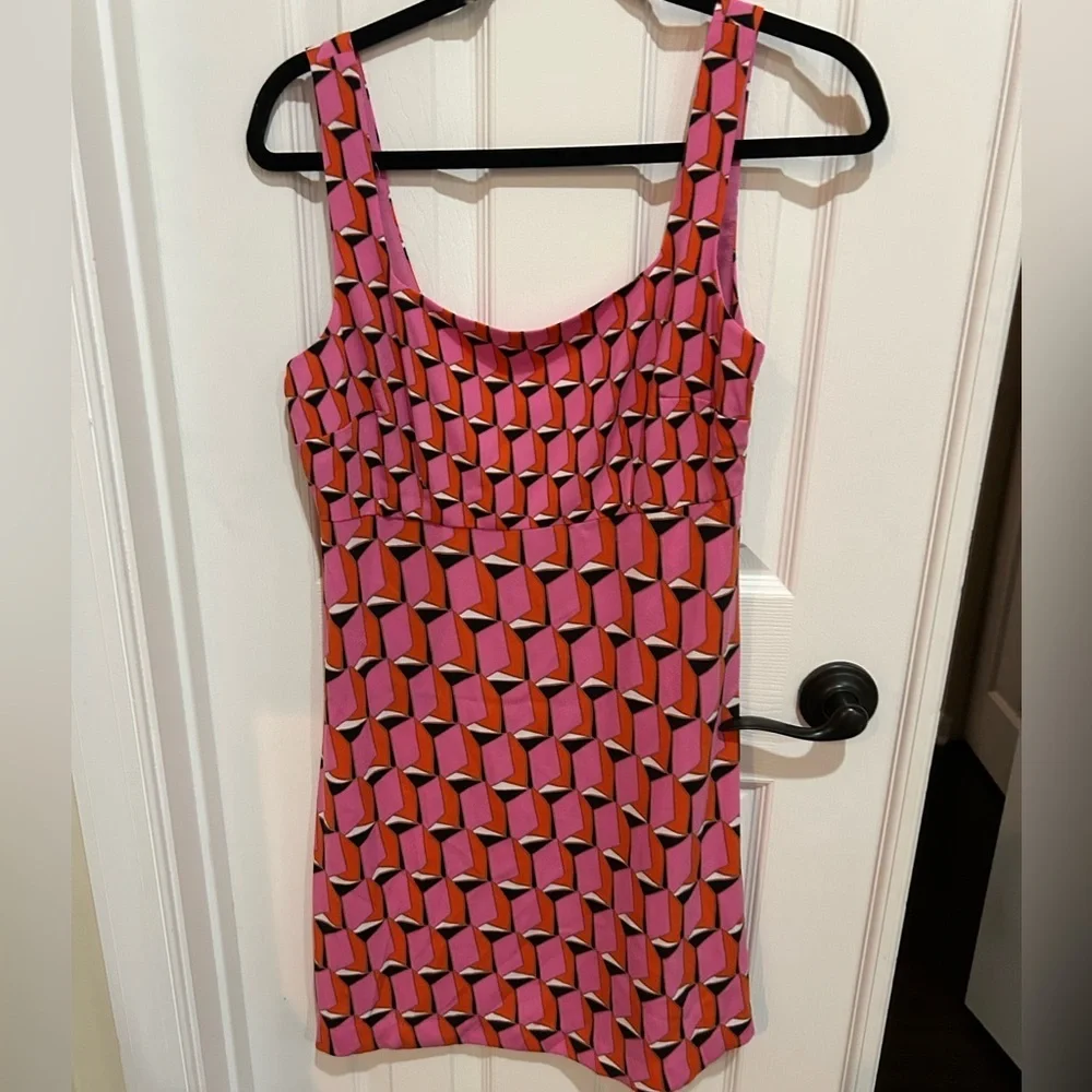 Diane Von Furstenberg Pink Geometric Tank Top Size 6 - Picture 1 of 7